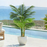 Keeplush 4ft tall triple golden cane palm tree in pot, indoor tropical vibe, low maintenance.
