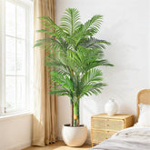 Keeplush 6ft triple golden cane palm tree with lush fronds for indoor or outdoor decor.