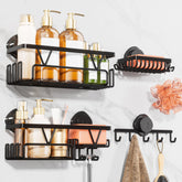 KEGII shower caddy suction baskets securely hold toiletries on smooth surfaces.