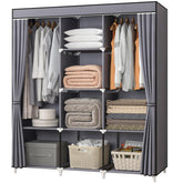 KEKIWE portable closet 51inch front view with dual hanging rods for organized outfits.