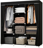 KEKIWE Portable Closet front view with two hanging rods for organized outfits