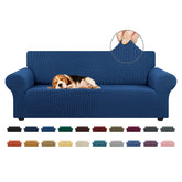 KEKUOU stretch sofa cover on a 78-94 inch sofa with elastic bottom for secure fit.