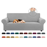 KEKUOU stretch sofa cover with elastic bottom for 78β94 inch sofas (silver).