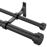 Kemmie heavy-duty curtain rod in matte black shown at full length for versatile window sizes.