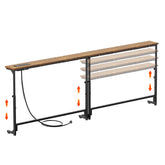 Keomaisyto narrow sofa table with outlets behind the couch, tidy charging on demand.