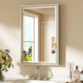 Keonjinn brushed nickel mirror over sink with 20x30 frame for a clear vanity reflection