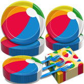 Kepeel summer pool party dinner plates with bright beach-ball theme for festive meals