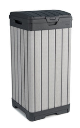 Keter Rockford lid closed showing secure double lid for neat outdoor look