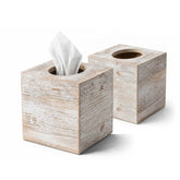 Khnum two-pack white barnwood tissue box cover for farmhouse bathrooms.