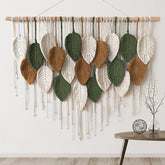 KHOYIME large macrame wall hanging with leaf pattern adds natural texture to any wall.