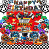 KHPGQIAS Truck Birthday Banner with bold monster-truck art for vibrant party decor.