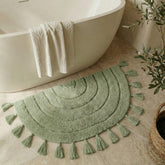 KIBAGA boho rug with tassels for bathroom adds cozy charm and texture