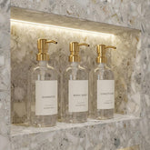 KIBAGA shampoo dispenser 21oz front view with sleek matte bottle for organized showers