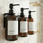 KIBAGA wall-mounted shampoo dispenser 21oz for organized shower access.