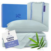 Kickoff Home viscose bamboo king 4pc coastal blue sheets for cooling comfort all night