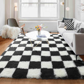 KICMOR checkerboard soft plush rug for living rooms adds cozy underfoot warmth.