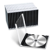 Kigley 25-pack black jewel cases stacked for organized storage