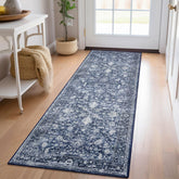 KILOCOCO hallway runner 2x6 navy floral design for chic entryways.