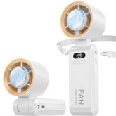 Kimguard handheld turbo fan front view offers compact cooling on the go.