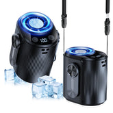 KIMMOO AI waist fan with ice cooler for localized cooling on the go.
