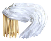 Kingsnow triple ribbon wand with silver bell for elegant wedding send-offs