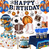 Kinovo 244-piece sports banner hangs boldly for a festive game-day party.