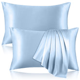 Kinself silk pillowcase 2-pack front view promotes smooth hair and skin overnight.