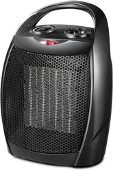 Kismile small ceramic space heater front view showing compact desk design for efficient warmth.