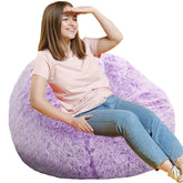 Kisoy Fluffy Bean Bag Chair in lavender plush fur for cozy lounging