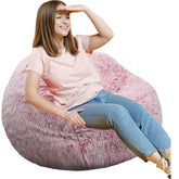 Kisoy Fluffy Bean Bag Chair pink 3ft, soft seating for kids and teens