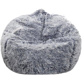 Kisoy fluffy stuffed animal storage bean bag cover gray, plush texture ideal for toy organization.