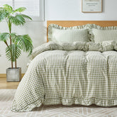 Kisswish gingham duvet cover queen full view shows rustic charm and cozy comfort.
