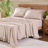 kisswish Gingham Queen flat sheet, soft microfiber for all-season comfort