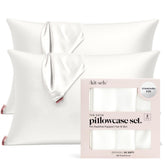 Kitsch satin pillowcase with zipper secures your pillow for overnight comfort.