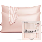 Kitsch satin pillowcase with zipper secures your pillow all night.