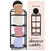 Kitsch shower caddy with suction cup for secure wall hanging and organized toiletries.