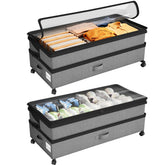 Kitstorack under bed storage with wheels, easily accessible for daily items.