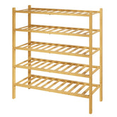 Kitsure bamboo shoe rack 5-tier front view for entryway storage.