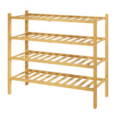 Kitsure bamboo shoe rack front view for compact entryway storage.