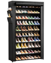 Kitsure shoe rack with 10 tiers and dust cover, maximizing storage and protection.