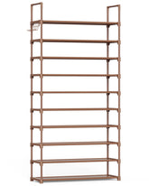 Kitsure 10-tier shoe rack front view showing spacious, organized entryway storage.