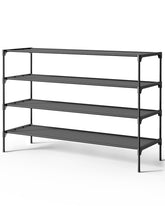 Kitsure 4-tier black shoe rack front view offering spacious storage for everyday footwear.