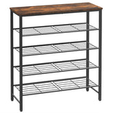 Kitsure shoe rack in rustic brown, spacious closet storage for organized footwear.