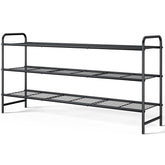 Kitsure metal 3-tier shoe rack in black, ideal for closet organization.