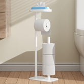 Kitsure toilet paper holder free-standing with stable base for reliable placement.
