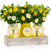 KIVIVO lemon kitchen decor centerpiece with mason jars brightening dining tables