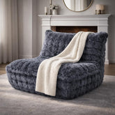 KKdema bean bag chair in faux fur dark grey for cozy lounging at home.