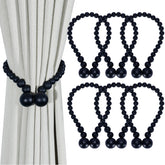 KLOGTSIND magnetic curtain tiebacks in wood beads, 6-pack for easy, stylish drapery control.