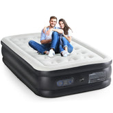 KMFurnila twin air mattress with built-in pump, 16-inch height for elevated comfort.
