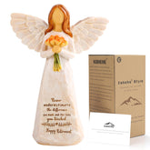 Kohehe retirement angel figurine holding bouquet, a thoughtful display for desk or mantel.